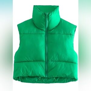 Crop Vest Lightweight Sleeveless Warm Outerwear Puffer Vest